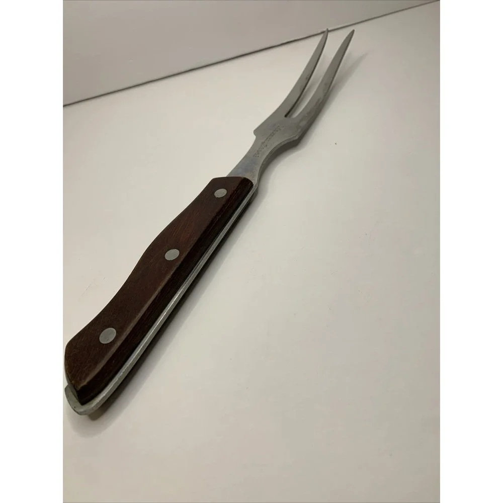 Vintage Maxam Stainless Steel Meat Carving Fork‎ Wood Handle.
